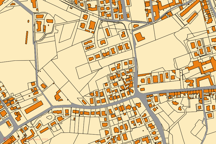 Mappa catastale del centro di Montopoli in Val d'Arno: particelle e fabbricati, cartografia Agenzia delle Entrate