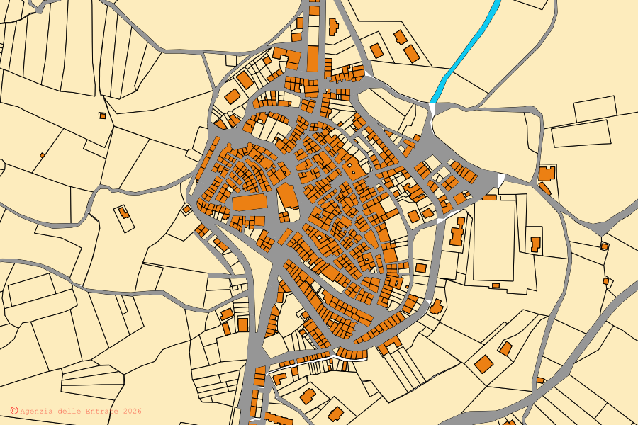 Mappa catastale del centro di Montorio nei Frentani: particelle e fabbricati, cartografia Agenzia delle Entrate