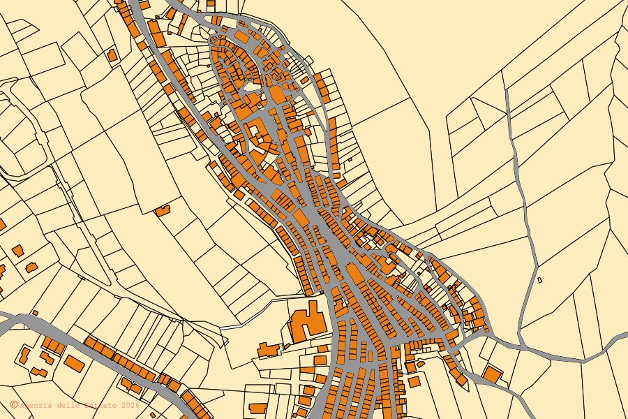 Mappa catastale del centro di Montorio Romano: particelle e fabbricati, cartografia Agenzia delle Entrate