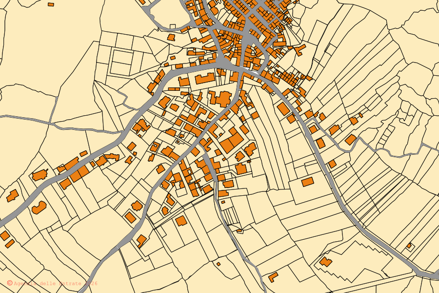 Mappa catastale del centro di Montresta: particelle e fabbricati, cartografia Agenzia delle Entrate