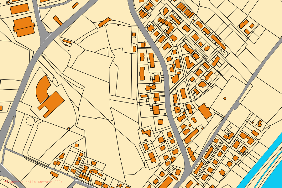 Mappa catastale del centro di Monzambano: particelle e fabbricati, cartografia Agenzia delle Entrate