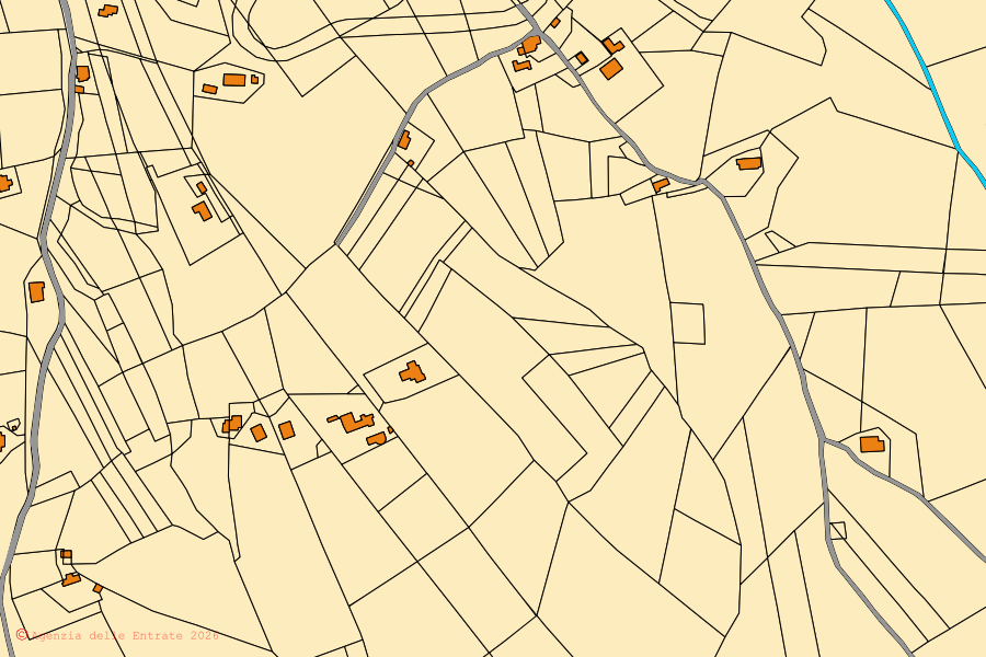 Mappa catastale del centro di Moresco: particelle e fabbricati, cartografia Agenzia delle Entrate