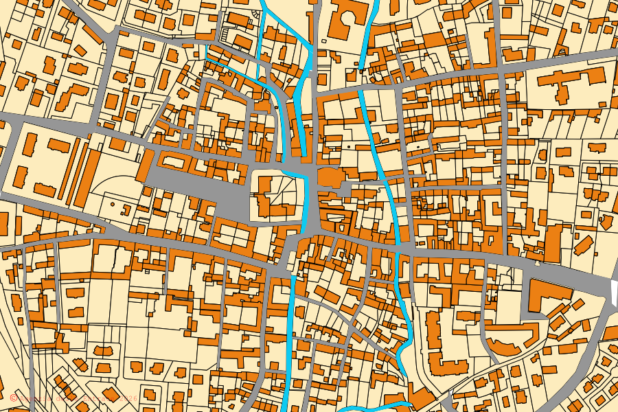Mappa catastale del centro di Moretta: particelle e fabbricati, cartografia Agenzia delle Entrate