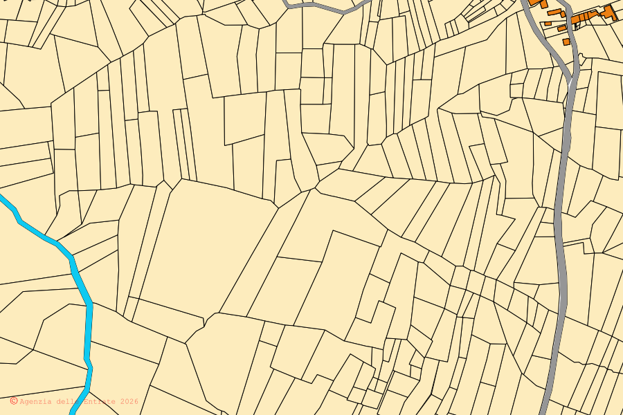 Mappa catastale del centro di Morfasso: particelle e fabbricati, cartografia Agenzia delle Entrate