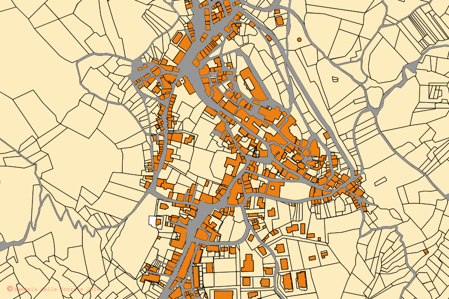 Mappa catastale del centro di Morra De Sanctis: particelle e fabbricati, cartografia Agenzia delle Entrate