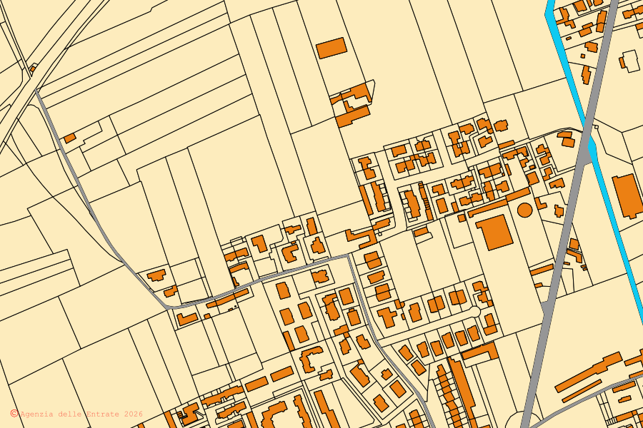 Mappa catastale del centro di Mortara: particelle e fabbricati, cartografia Agenzia delle Entrate
