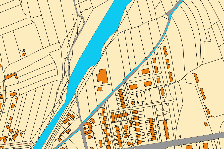 Mappa catastale del centro di Mortegliano: particelle e fabbricati, cartografia Agenzia delle Entrate