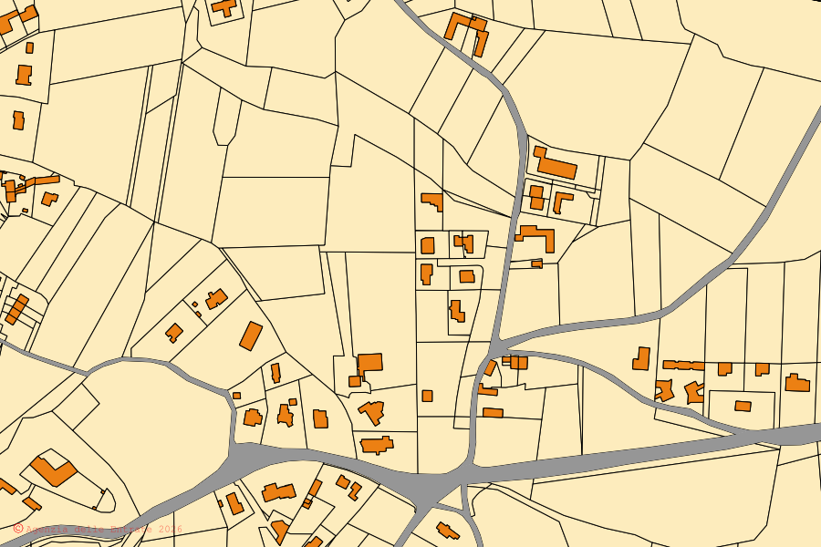 Mappa catastale del centro di Moruzzo: particelle e fabbricati, cartografia Agenzia delle Entrate
