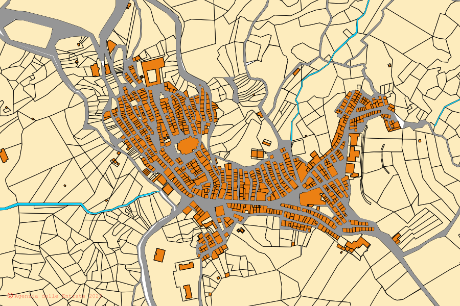 Mappa catastale del centro di Motta d'Affermo: particelle e fabbricati, cartografia Agenzia delle Entrate