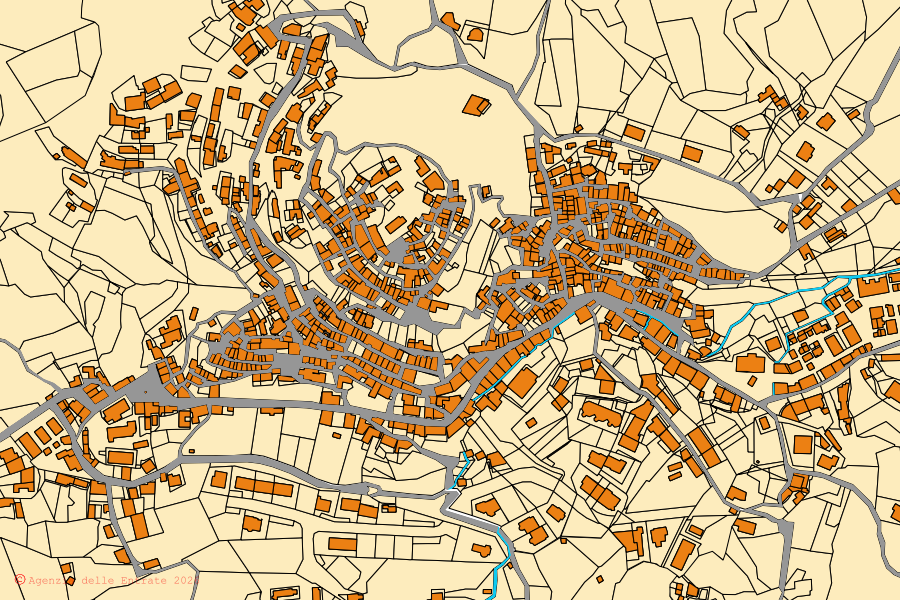 Mappa catastale del centro di Motta San Giovanni: particelle e fabbricati, cartografia Agenzia delle Entrate