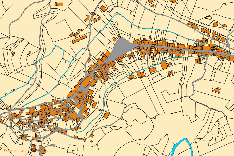 Mappa catastale del centro di Motta Santa Lucia: particelle e fabbricati, cartografia Agenzia delle Entrate