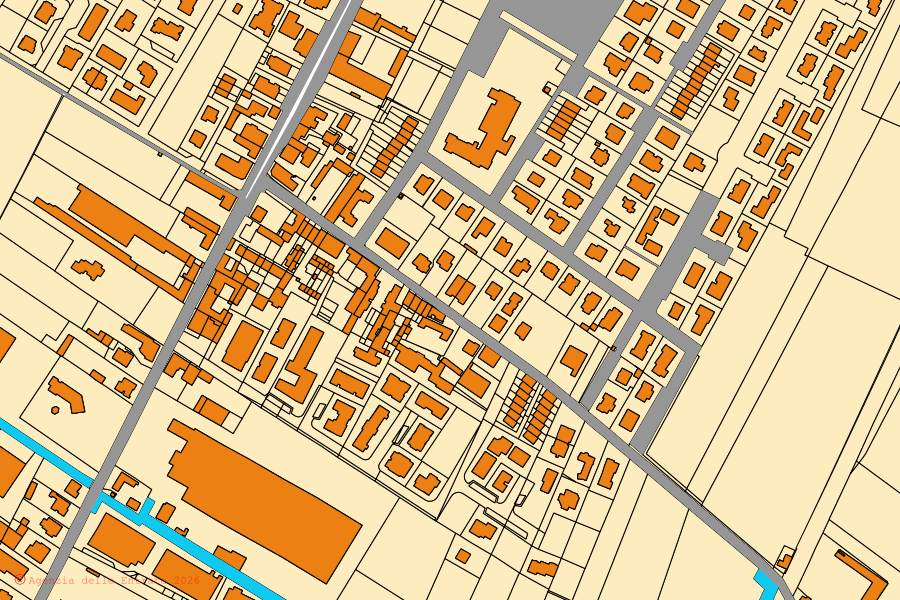 Mappa catastale del centro di Mozzecane: particelle e fabbricati, cartografia Agenzia delle Entrate