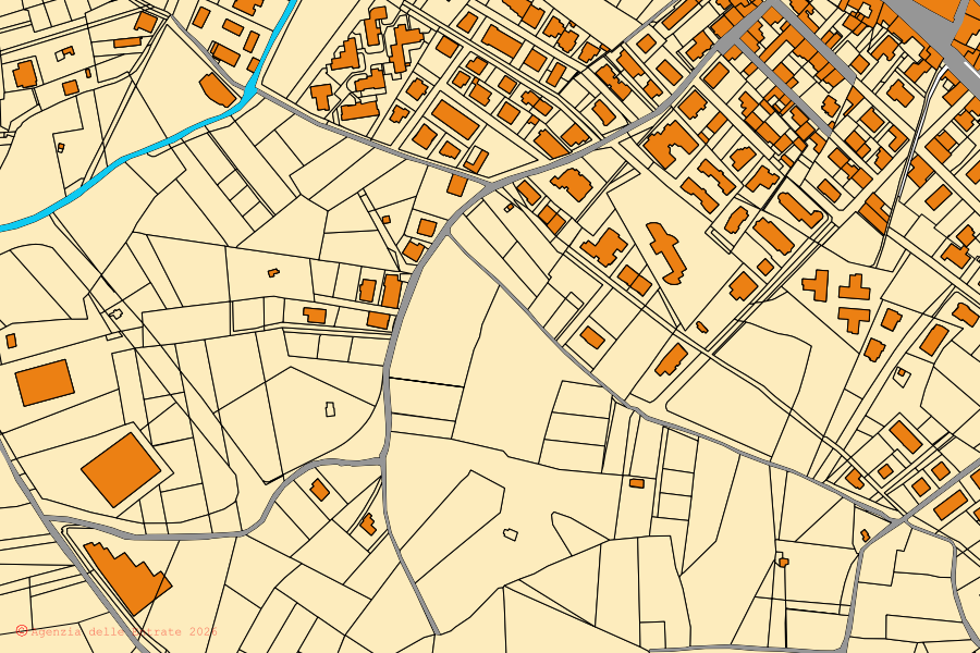 Mappa catastale del centro di Mugnano del Cardinale: particelle e fabbricati, cartografia Agenzia delle Entrate