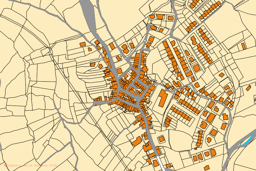 Mappa catastale del centro di Muros: particelle e fabbricati, cartografia Agenzia delle Entrate