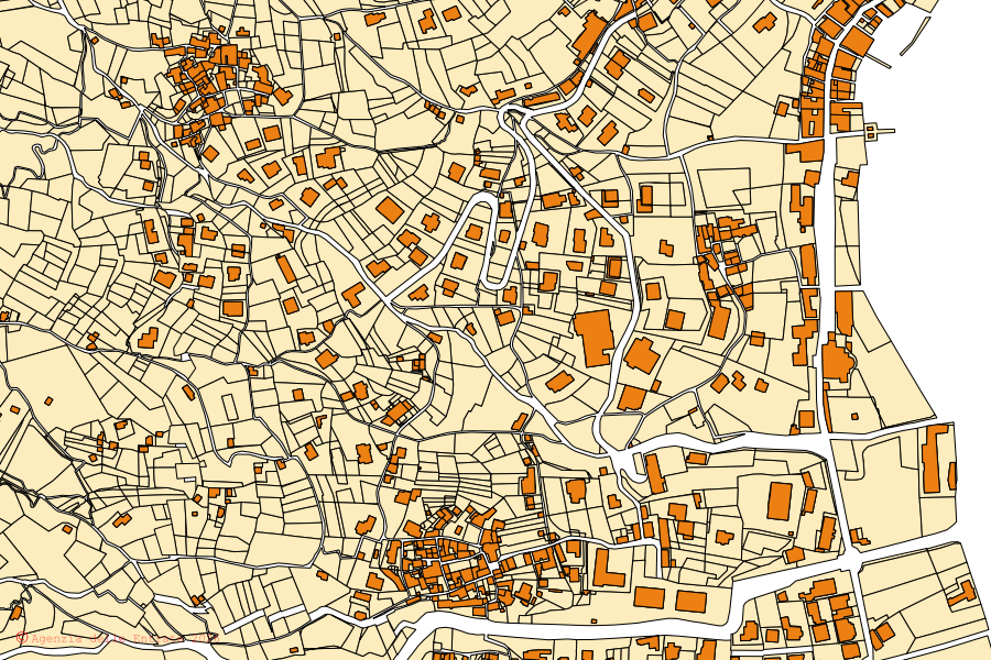 Mappa catastale del centro di Musso: particelle e fabbricati, cartografia Agenzia delle Entrate