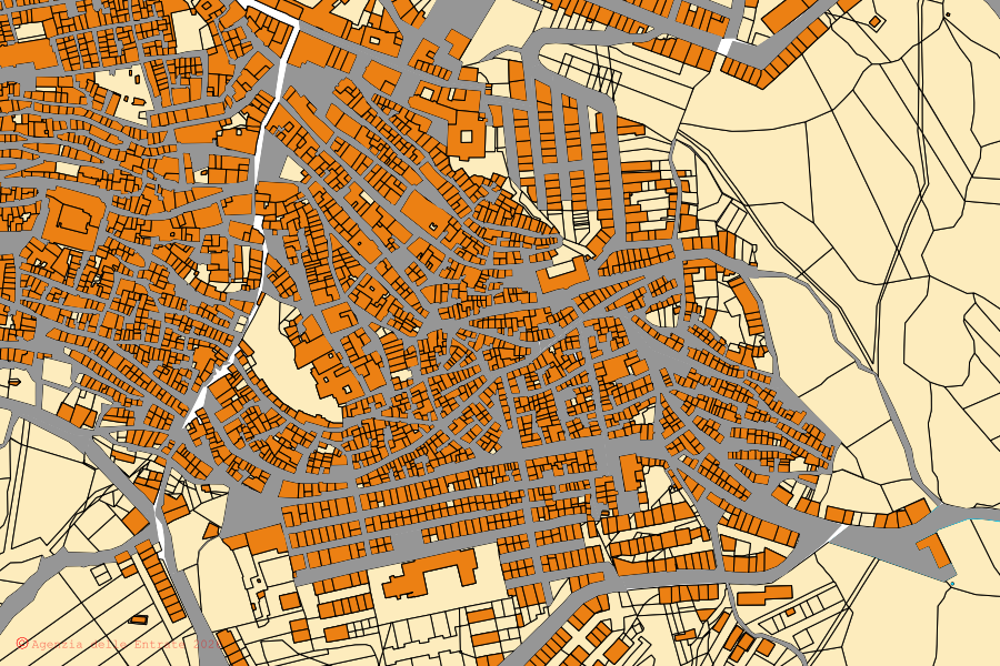 Mappa catastale del centro di Mussomeli: particelle e fabbricati, cartografia Agenzia delle Entrate