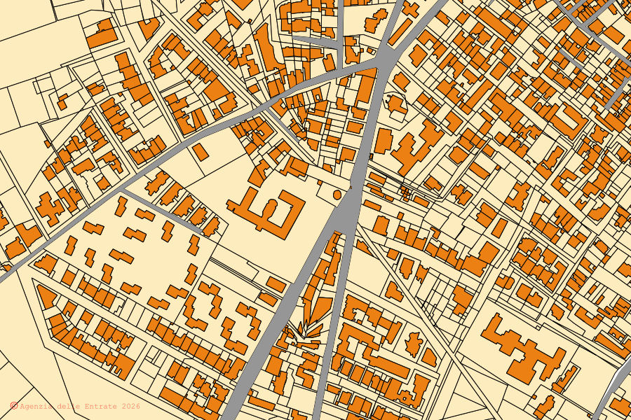 Mappa catastale del centro di Nardò: particelle e fabbricati, cartografia Agenzia delle Entrate