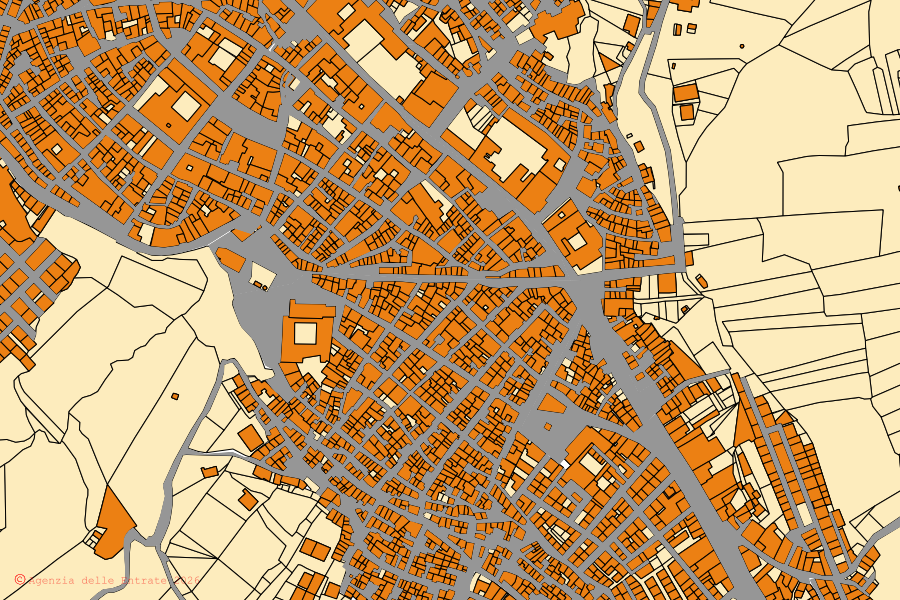 Mappa catastale del centro di Naro: particelle e fabbricati, cartografia Agenzia delle Entrate