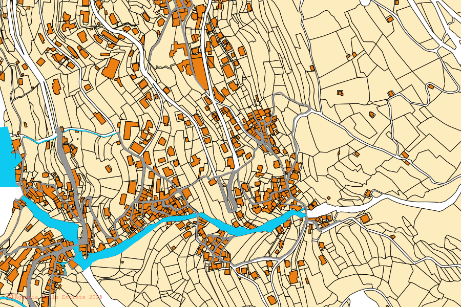 Mappa catastale del centro di Nesso: particelle e fabbricati, cartografia Agenzia delle Entrate