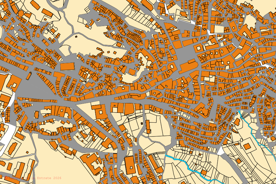 Mappa catastale del centro di Nicosia: particelle e fabbricati, cartografia Agenzia delle Entrate
