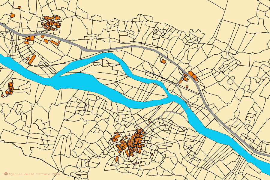 Mappa catastale del centro di Noasca: particelle e fabbricati, cartografia Agenzia delle Entrate