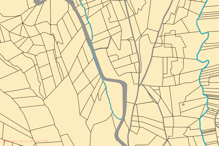 Mappa catastale del centro di Nocera Umbra: particelle e fabbricati, cartografia Agenzia delle Entrate