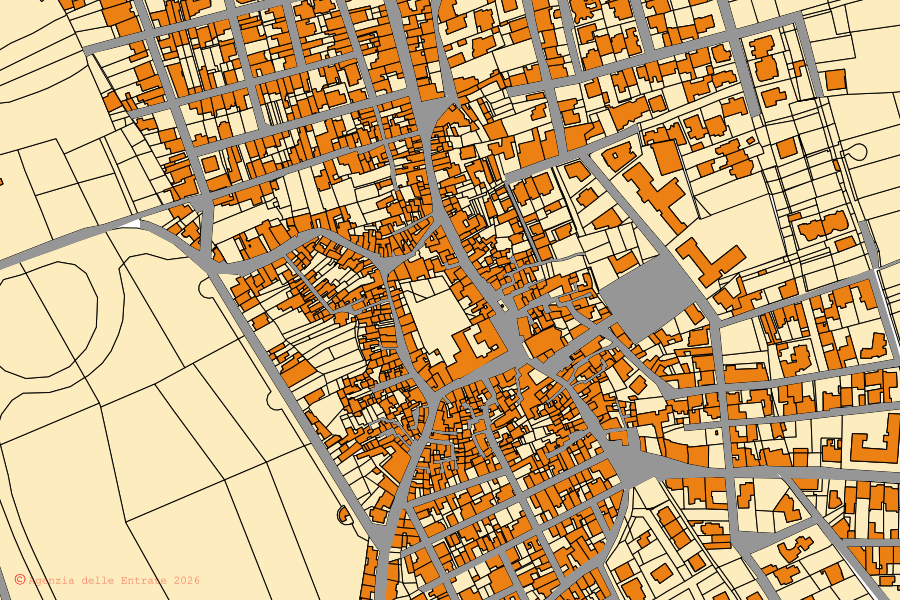 Mappa catastale del centro di Nociglia: particelle e fabbricati, cartografia Agenzia delle Entrate