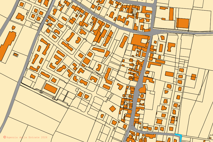 Mappa catastale del centro di Nogarole Rocca: particelle e fabbricati, cartografia Agenzia delle Entrate