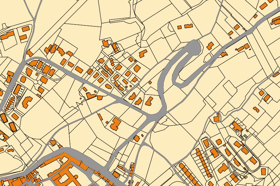 Mappa catastale del centro di Norcia: particelle e fabbricati, cartografia Agenzia delle Entrate