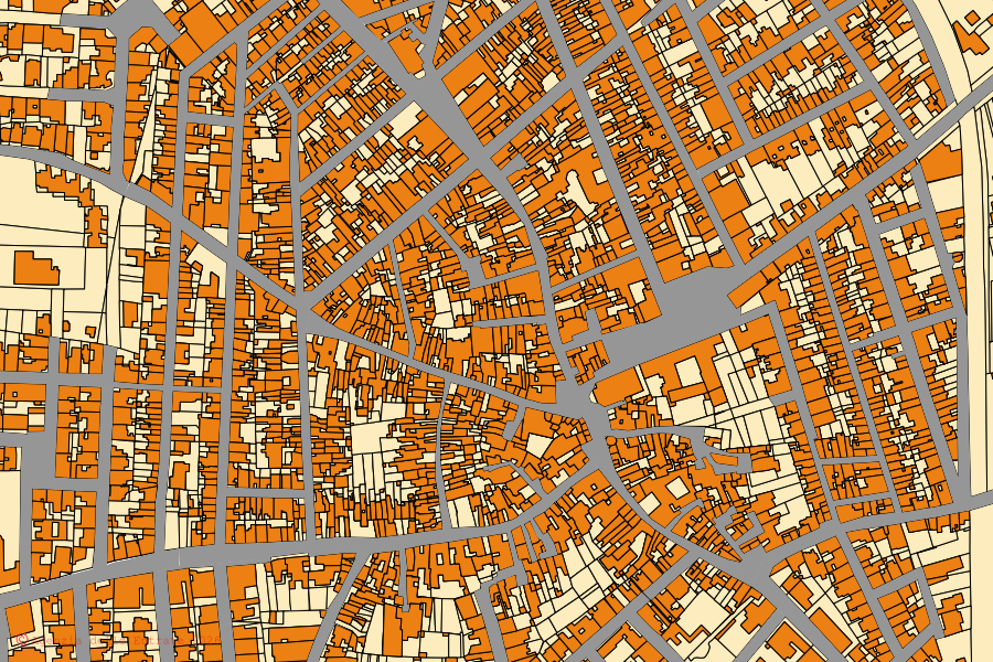 Mappa catastale del centro di Novoli: particelle e fabbricati, cartografia Agenzia delle Entrate