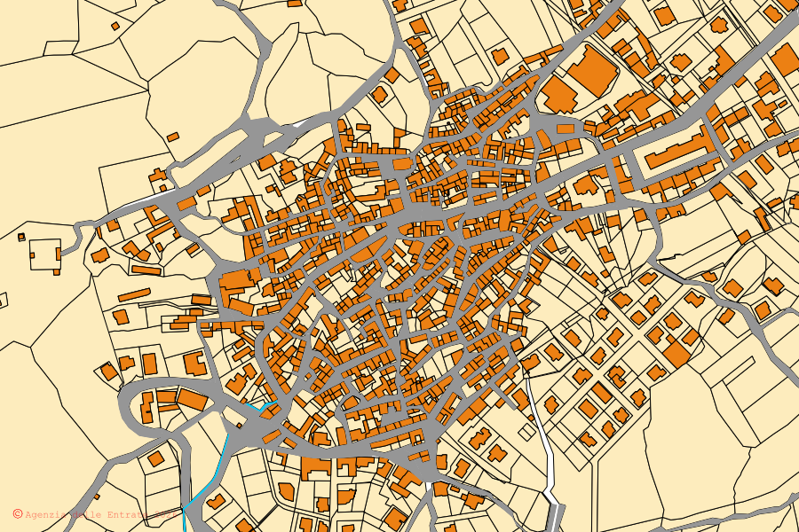 Mappa catastale del centro di Nule: particelle e fabbricati, cartografia Agenzia delle Entrate