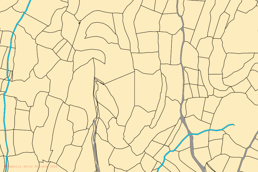 Mappa catastale del centro di Nureci: particelle e fabbricati, cartografia Agenzia delle Entrate