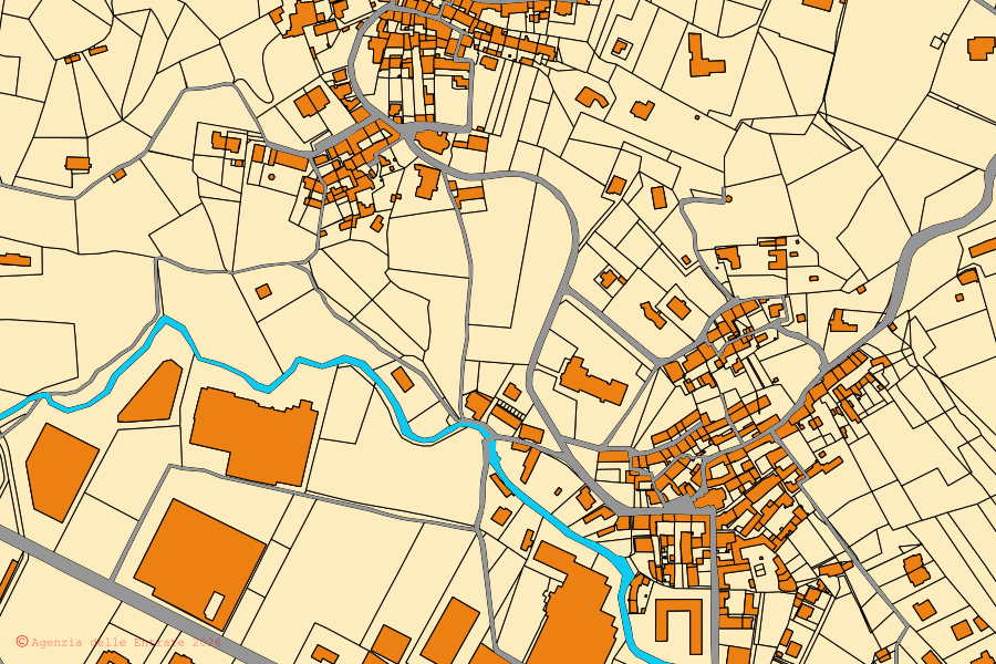 Mappa catastale del centro di Occhieppo Superiore: particelle e fabbricati, cartografia Agenzia delle Entrate