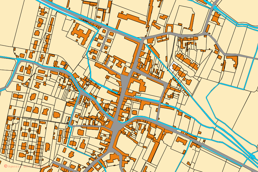 Mappa catastale del centro di Olcenengo: particelle e fabbricati, cartografia Agenzia delle Entrate