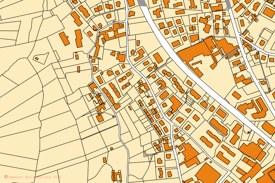 Mappa catastale del centro di Olginate: particelle e fabbricati, cartografia Agenzia delle Entrate