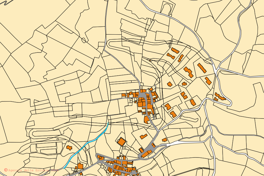 Mappa catastale del centro di Oltressenda Alta: particelle e fabbricati, cartografia Agenzia delle Entrate