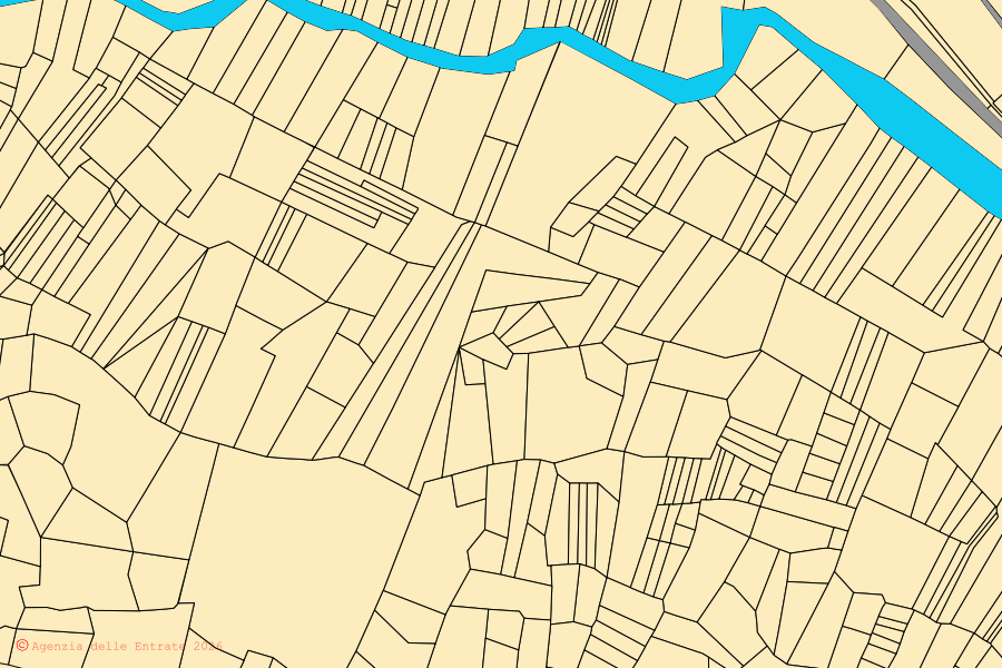 Mappa catastale del centro di Opi: particelle e fabbricati, cartografia Agenzia delle Entrate