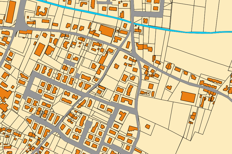 Mappa catastale del centro di Oppeano: particelle e fabbricati, cartografia Agenzia delle Entrate