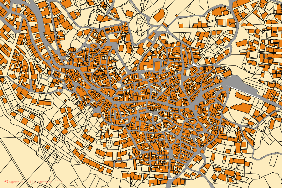 Mappa catastale del centro di Orgosolo: particelle e fabbricati, cartografia Agenzia delle Entrate
