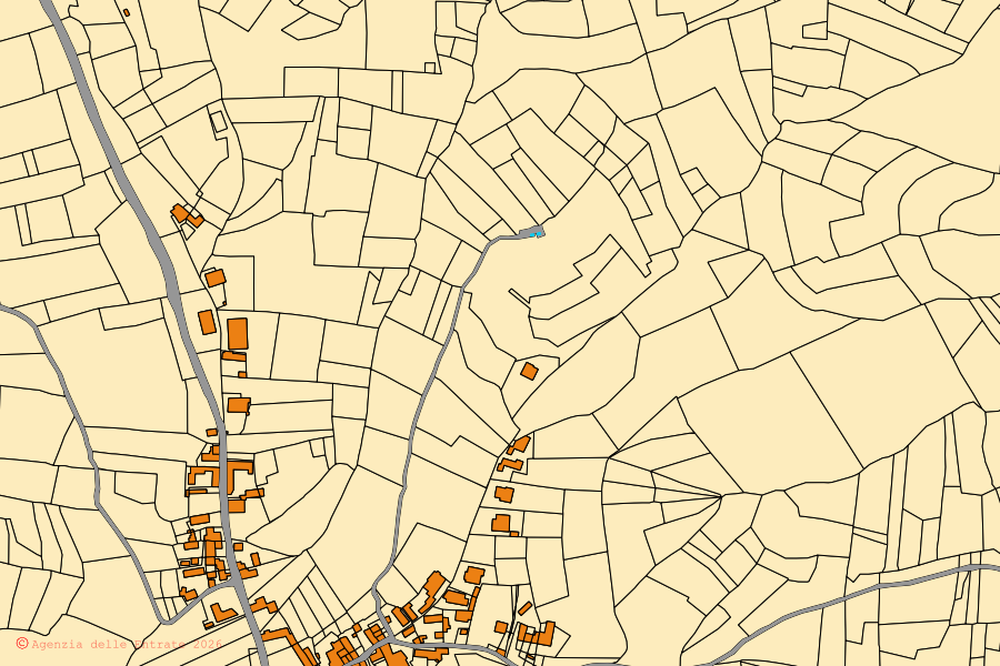 Mappa catastale del centro di Orsara Bormida: particelle e fabbricati, cartografia Agenzia delle Entrate