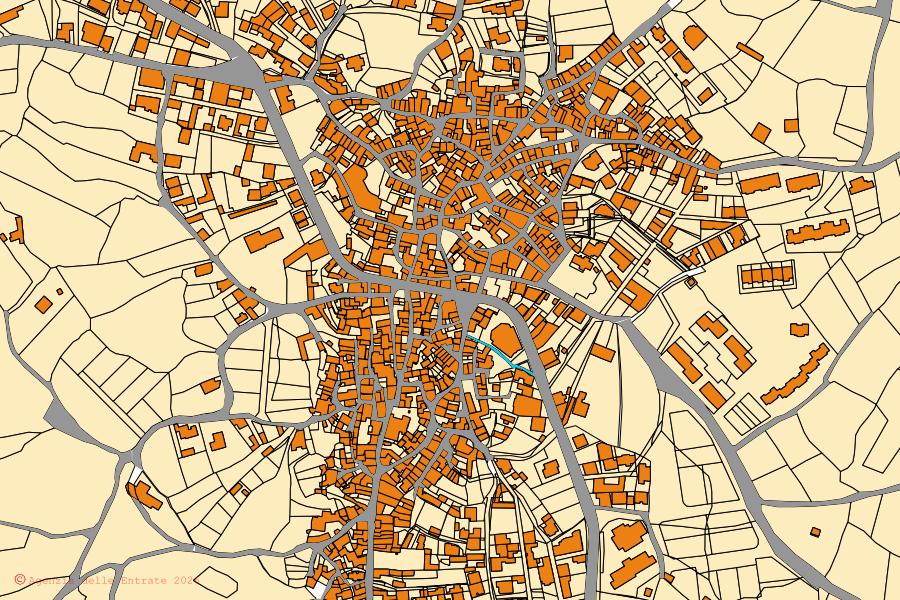 Mappa catastale del centro di Ortueri: particelle e fabbricati, cartografia Agenzia delle Entrate