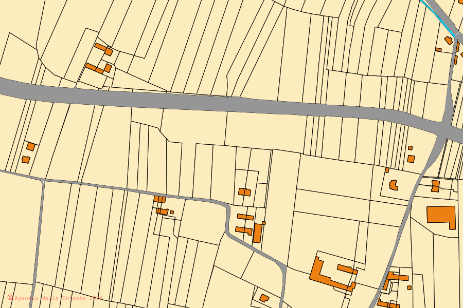 Mappa catastale del centro di Osasco: particelle e fabbricati, cartografia Agenzia delle Entrate