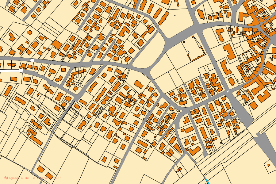 Mappa catastale del centro di Osio Sopra: particelle e fabbricati, cartografia Agenzia delle Entrate