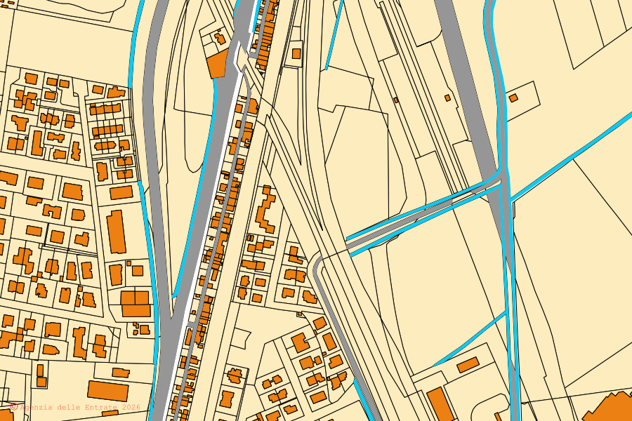 Mappa catastale del centro di Ostiglia: particelle e fabbricati, cartografia Agenzia delle Entrate