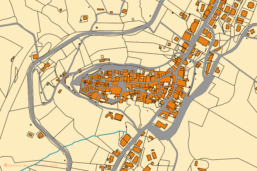 Mappa catastale del centro di Otricoli: particelle e fabbricati, cartografia Agenzia delle Entrate