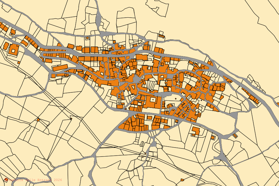 Mappa catastale del centro di Ottati: particelle e fabbricati, cartografia Agenzia delle Entrate