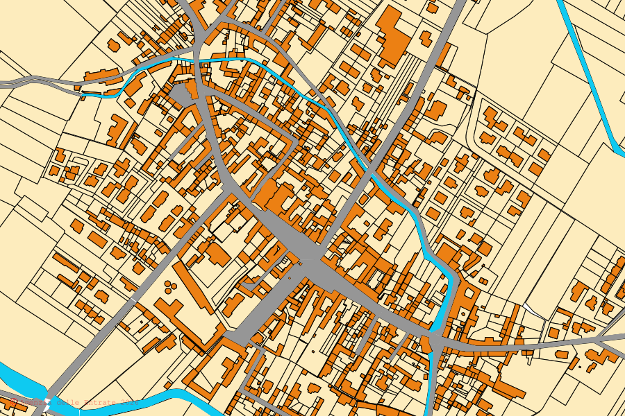 Mappa catastale del centro di Ottobiano: particelle e fabbricati, cartografia Agenzia delle Entrate