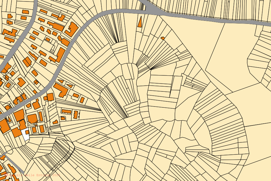 Mappa catastale del centro di Ovindoli: particelle e fabbricati, cartografia Agenzia delle Entrate
