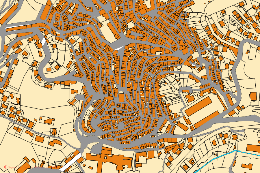 Mappa catastale del centro di Ozieri: particelle e fabbricati, cartografia Agenzia delle Entrate