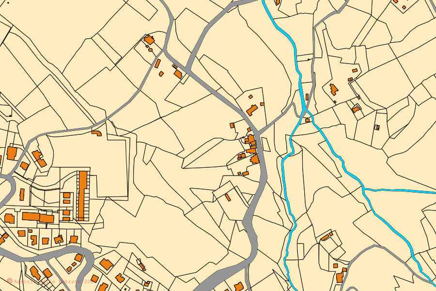 Mappa catastale del centro di Paciano: particelle e fabbricati, cartografia Agenzia delle Entrate